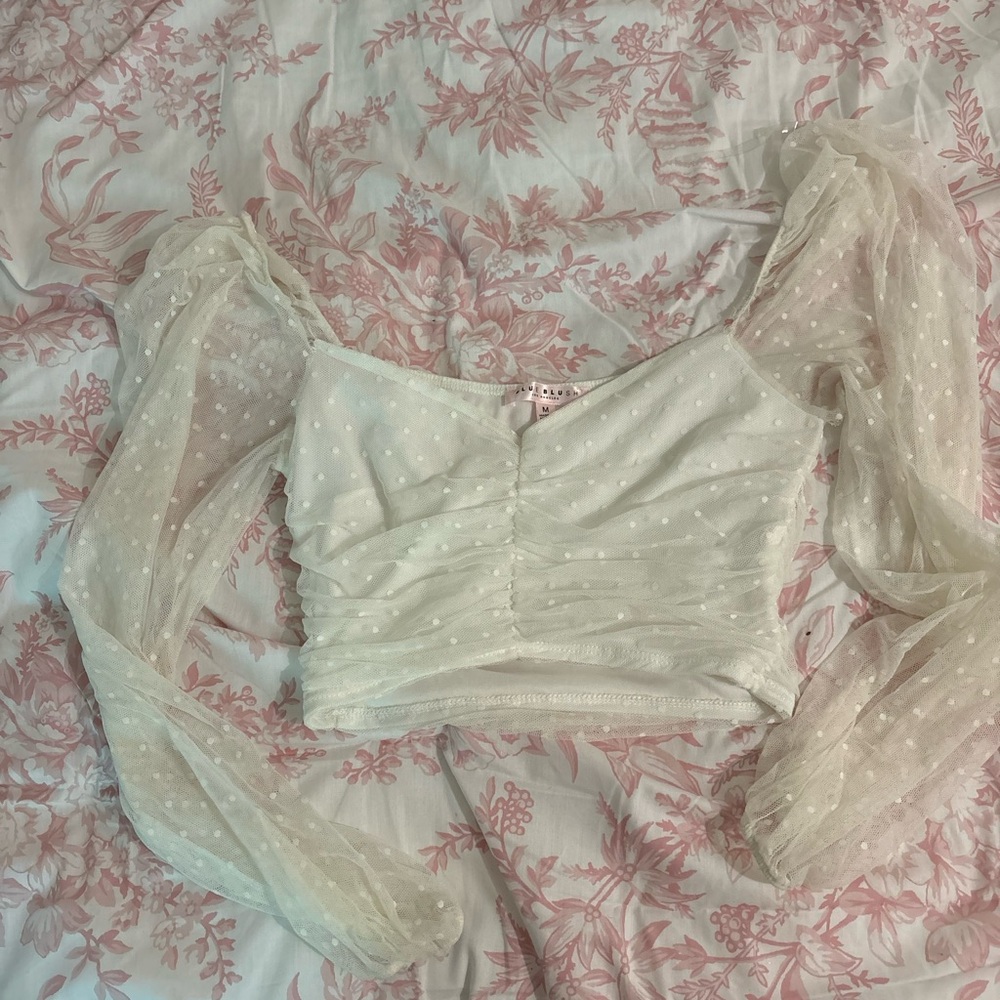 white polka dot crop top